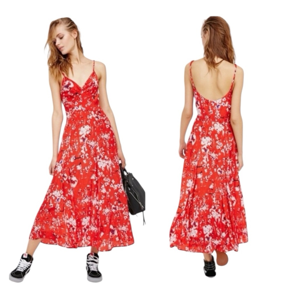 Free People Red Spaghetti Strap Sundress